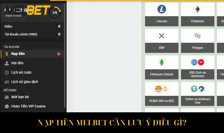 Chú ý cần nắm để nạp tiền Melbet thành công